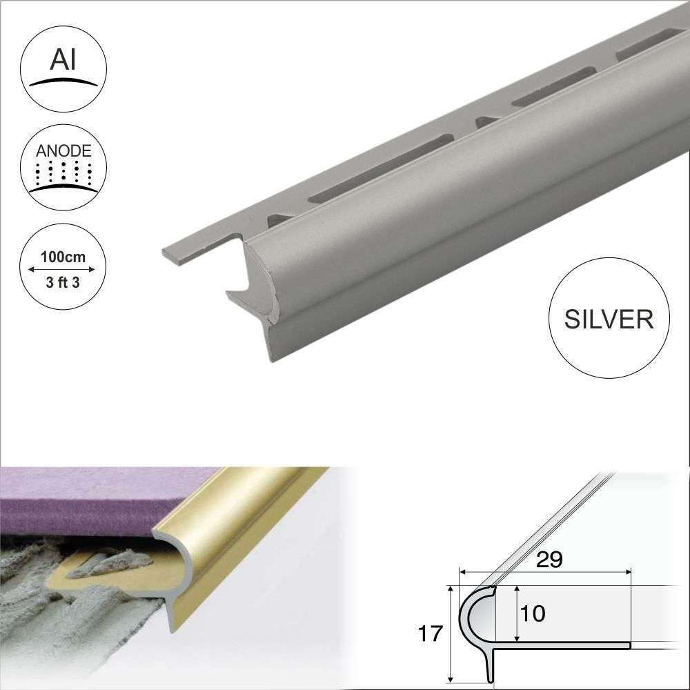 A80 29mm x 17mm x 10mm Stair Nosing Edge Trim Step Edging For Tiles - Cayrus World of Finishing