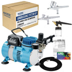 Cool Runner II Dual Fan Airbrushing System Kit - with Air Compressor & 3 Airbrushes, 0.2, 0.3 mm Gravity & 0.8 mm Siphon Feed, Holder
