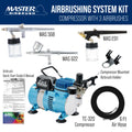 Cool Runner II Dual Fan Airbrushing System Kit - with Air Compressor & 3 Airbrushes, 0.3 mm Gravity & 0.35, 0.8 mm Siphon Feed