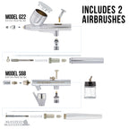 Multi-Purpose Airbrushing Kit with Cool Runner II Dual Fan Air Compressor, Air Hose & 6 Wicked Createx Colors