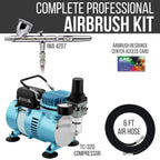 Eclipse HP CS Airbrush Set with a 1/5 hp Dual Fan Air Compressor System Kit, 0.35mm tip, 6ft Hose, Holder, How-To Guide