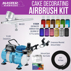 Cake Airbrush Decorating Kit with Compressor Dual Fan - Gravity Feed Air Brush for Cake Decoration & 12-Color Edible Air Brush Paint