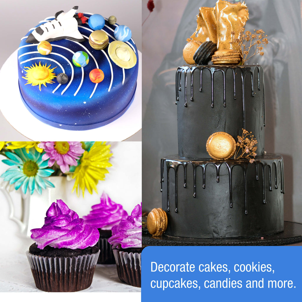Cake Airbrush Decorating Kit with Compressor Dual Fan - Gravity Feed Air Brush for Cake Decoration & 12-Color Edible Air Brush Paint