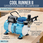 Cool Runner II Dual Fan Air Compressor Cake Decorating System Kit with 3 Airbrushes, Gravity and Siphon Feed, 4 Color Food Coloring Set - How-to Guide