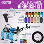 Cake Airbrush Decorating Kit with Compressor, 2 Gravity Airbrushes, and 12 Chefmaster Food Colors - Air Brush for Cake Decoration &