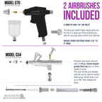 Cake Airbrush Decorating Kit with Compressor, 2 Gravity Airbrushes, and 12 Chefmaster Food Colors - Air Brush for Cake Decoration &
