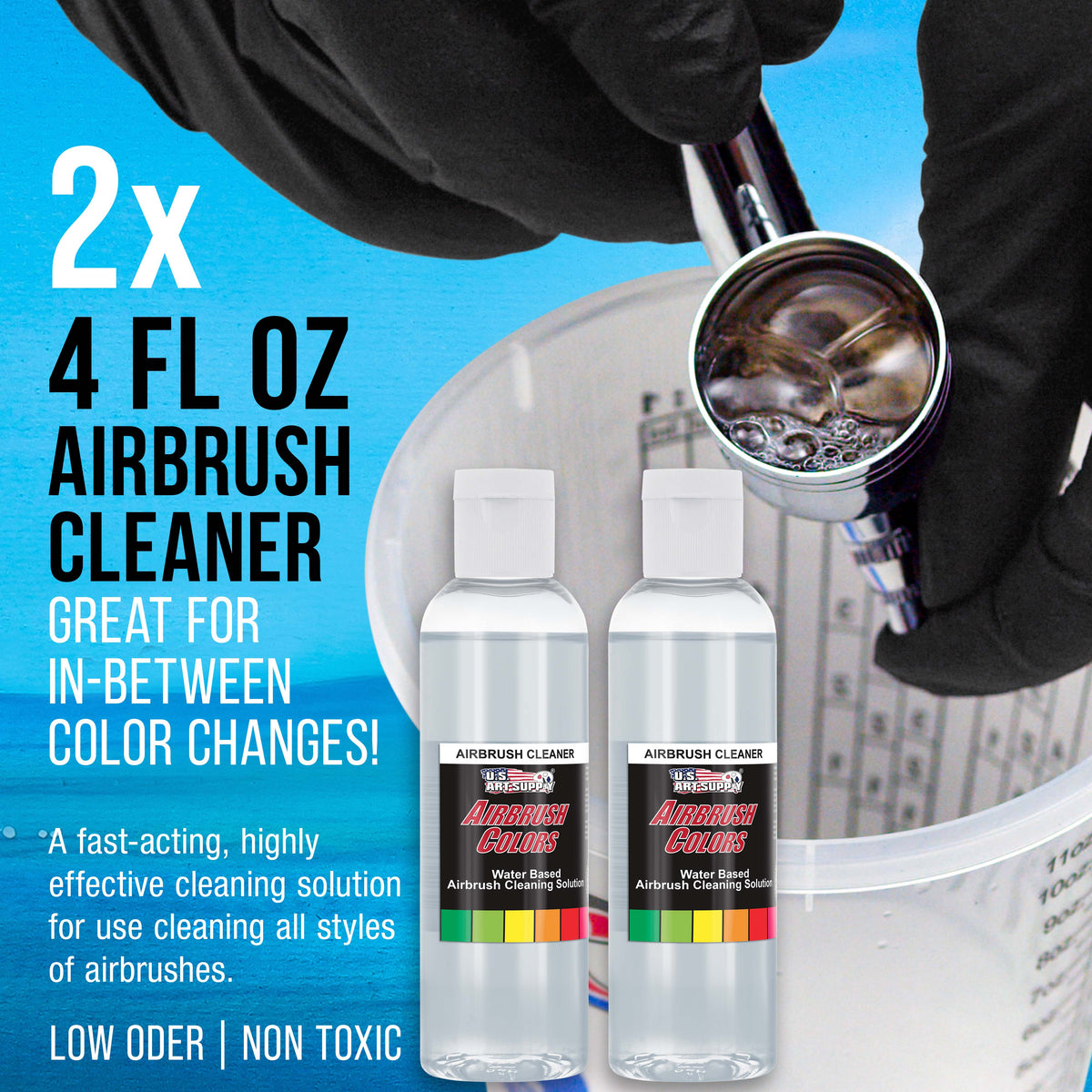Cleaning Kit with Cleaning Pot & Solution - Airbrush Cleaner Tools for All Air brush Models