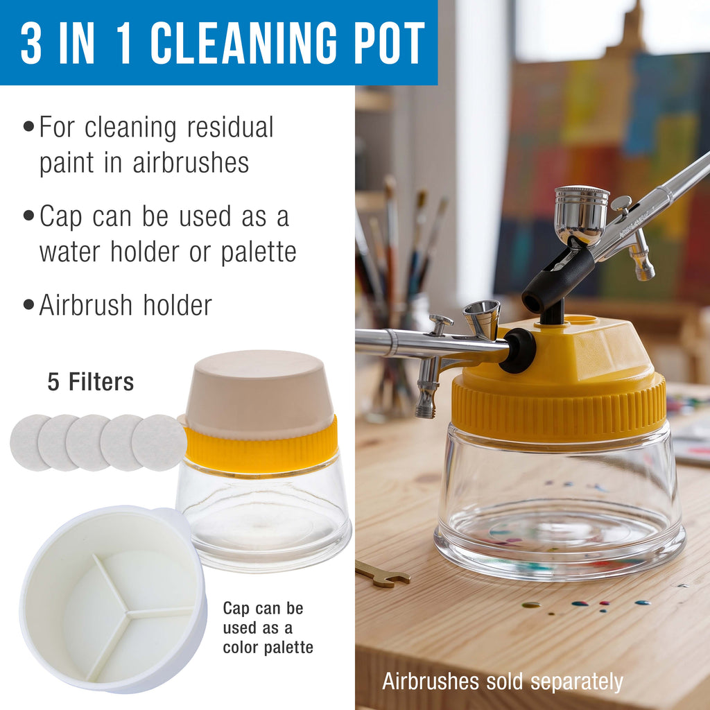 Cleaning Kit with Cleaning Pot & Solution - Airbrush Cleaner Tools for All Air brush Models