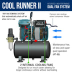 Cool Runner II Dual Fan Airbrush and Compressor Kit with Gravity Air Brush (0.3mm Nozzle Tip), Tank Compressor, with 3 Liter Tank