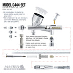 Multi-Purpose with Air Compressor - G444 Airbrush, TC-326T Dual Fan Tank Compressor, 3 Needle Nozzle Tips, 12 Createx Wicked Acrylic