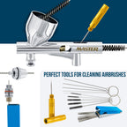 Multi-Purpose with Air Compressor - G444 Airbrush, TC-326T Dual Fan Tank Compressor, 3 Needle Nozzle Tips, 12 Createx Wicked Acrylic