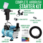 Dual-Action Trigger Style Gravity Airbush with Cool Runner II Dual Fan Air Compressor System and Hose