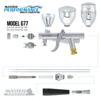 Model G77 Spray Gun Round Pattern Head Pistol Trigger Airbrush Kit with Cool Runner II Dual Fan Air Tank Compressor, 2 Nozzle Sets 0.3, 0.5mm, Hose