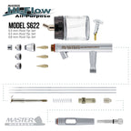 HI-FLOW All-Purpose Precision Dual-Action Siphon Feed Airbrush Set with Twin Cylinder Piston Airbrush Compressor with Air Storage Tank
