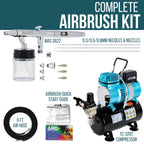 HI-FLOW All-Purpose Precision Dual-Action Siphon Feed Airbrush Set with Airbrush Air Compressor with Air Storage Tank