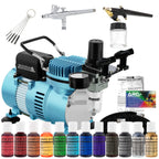Cool Runner II Airbrush Cake Decorating Kit with Dual Fan Air Compressor, 2 Airbrushes, 12 Color Chefmaster Food Coloring Set
