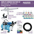 Cool Runner II Airbrush Kit with Dual Fan Air Compressor, 8 Color Water-Based Face & Body Art Paint Set, Pro Gravity Airbrush &