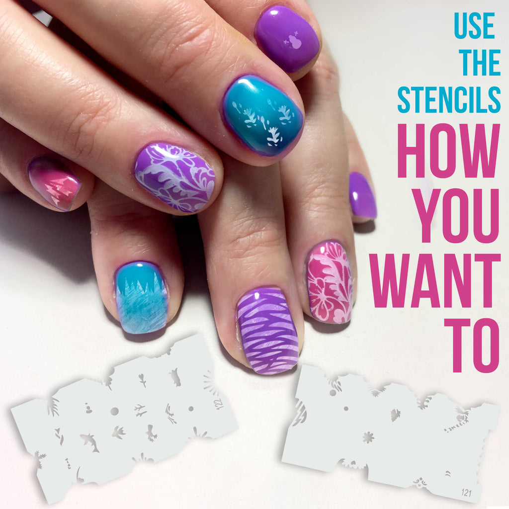 Airbrush Nail Stencils - Nail Art Stencils Set #7: 320 Unique Designs from 20 Individual Templates