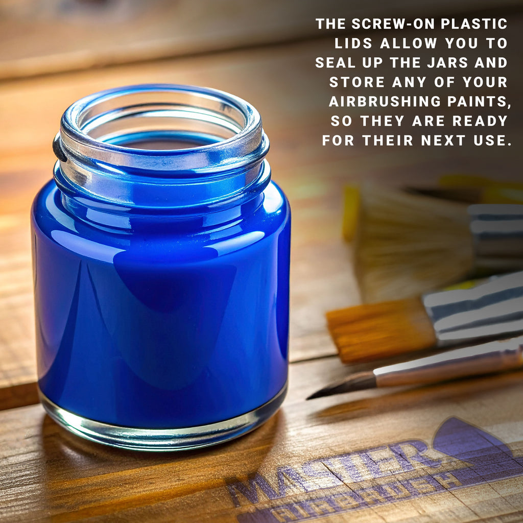 10 Pack of TB-002 3/4 oz Glass Jar Bottles with 30 degree Down Angle Adaptor Lid Assembly - Dual-Action Siphon