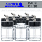 10 Pack TB-003, 3/4 oz Glass Jar Bottles with 60 degree Down Angle Adaptor Lid Assembly, Single-Action Siphon