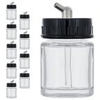 10 Pack TB-003, 3/4 oz Glass Jar Bottles with 60 degree Down Angle Adaptor Lid Assembly, Single-Action Siphon