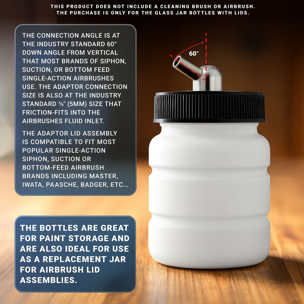 10 Pack TB-005, 2.7oz Plastic Jar Bottles with 60Â­ Down Angle Adaptor Lid Assembly, Single-Action Siphon