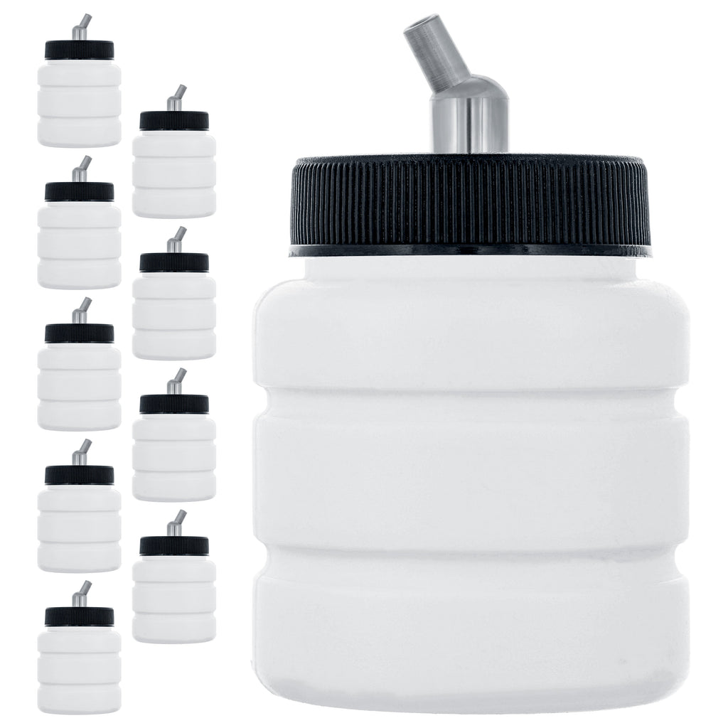 10 Pack TB-006, 2.7 oz Plastic Jar Bottles with 30 degree Down Angle Adaptor Lid Assembly, Dual-Action Siphon