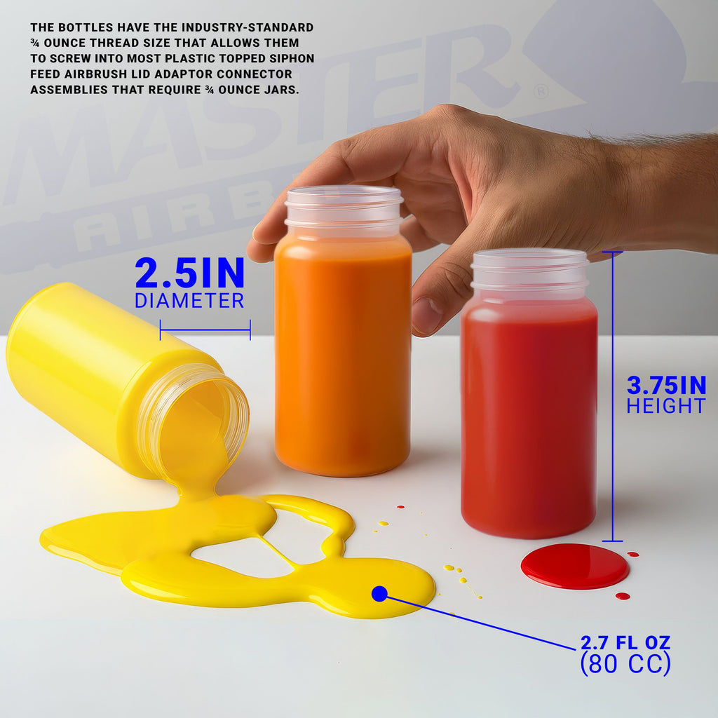 10 Pack TB-008, 2.7oz Plastic Jar Bottles with 30° degrees Down Angle Adaptor Lid Assembly, Single-Action Siphon
