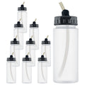 10 Pack TB-008, 2.7oz Plastic Jar Bottles with 30° degrees Down Angle Adaptor Lid Assembly, Single-Action Siphon