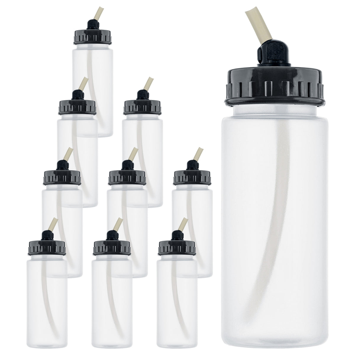 10 Pack TB-008, 2.7oz Plastic Jar Bottles with 30° degrees Down Angle Adaptor Lid Assembly, Single-Action Siphon