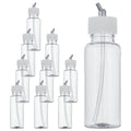 10 Pack TB-009, 3.4oz Plastic Jar Bottles with 30 Degrees Down Angle Adaptor Lid Assembly, Dual-Action Siphon