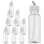 10 Pack TB-009, 3.4oz Plastic Jar Bottles with 30 Degrees Down Angle Adaptor Lid Assembly, Dual-Action Siphon
