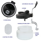 Deluxe 3-in-1 Airbrush Cleaning Pot with Holder; Cleans and Holds Air Brush, Color Palette Lid, Filters