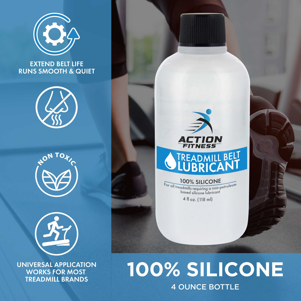 100% Silicone Treadmill Lubricant for Belt Maintenance - 4oz Bottle, Dual Applicators for Easy Lube Application - Extends Life, Smooths Operation