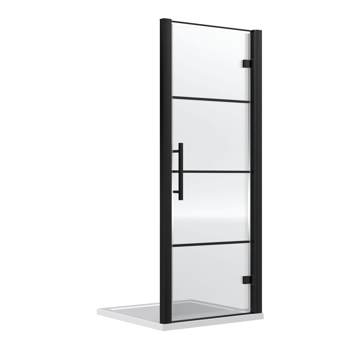 Cove 8mm Glass Recessed Hinged Shower Door - Matt Black