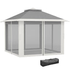 3.3 x 3.3m Pop Up Gazebo with Double Roof & Mesh Sidewalls, Dark Grey