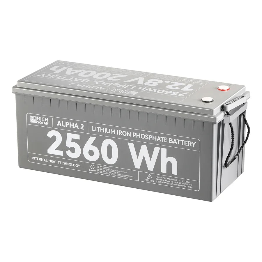 Rich Solar Alpha 2 12V 200Ah LiFePO4 Lithium Iron Phosphate Battery w/ Internal Heating and Bluetooth Function
