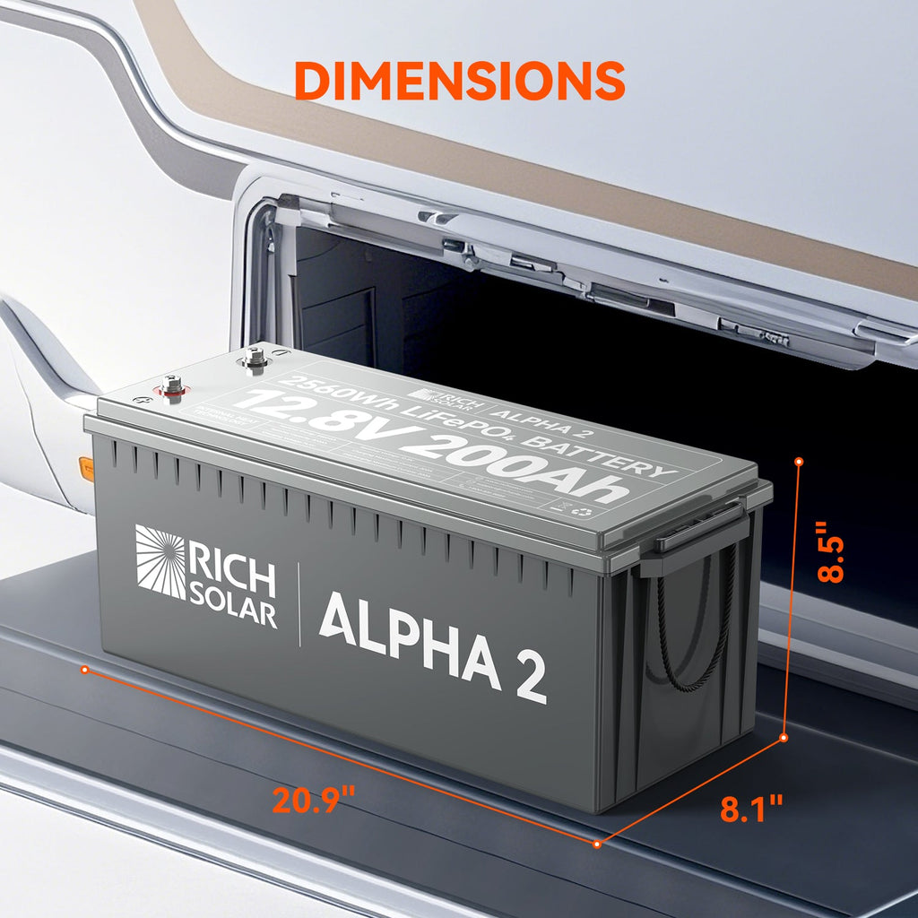 ALPHA 2 | 12V 200Ah LiFePO4 Battery | Powerful 12V Lithium Battery for RVs, Trailers, Vans, Boats, Off-Grid | 5,000 Lifetime Cycles | Bluetooth and Internal Heat Technology