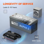ALPHA 2 | 12V 200Ah LiFePO4 Battery | Powerful 12V Lithium Battery for RVs, Trailers, Vans, Boats, Off-Grid | 5,000 Lifetime Cycles | Bluetooth and Internal Heat Technology