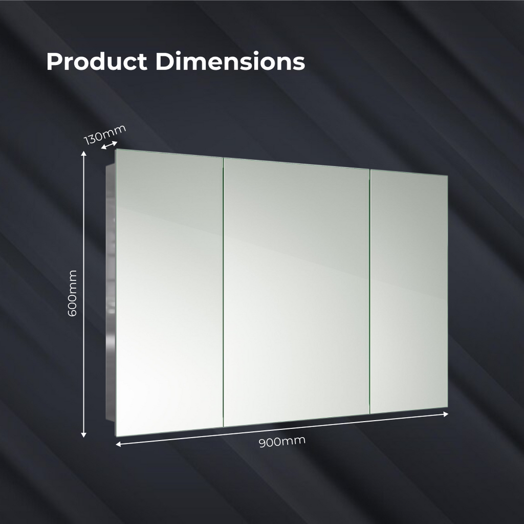 Oslo 3 Door Non Illuminated Mirror Cabinet - 900mm x 600mm