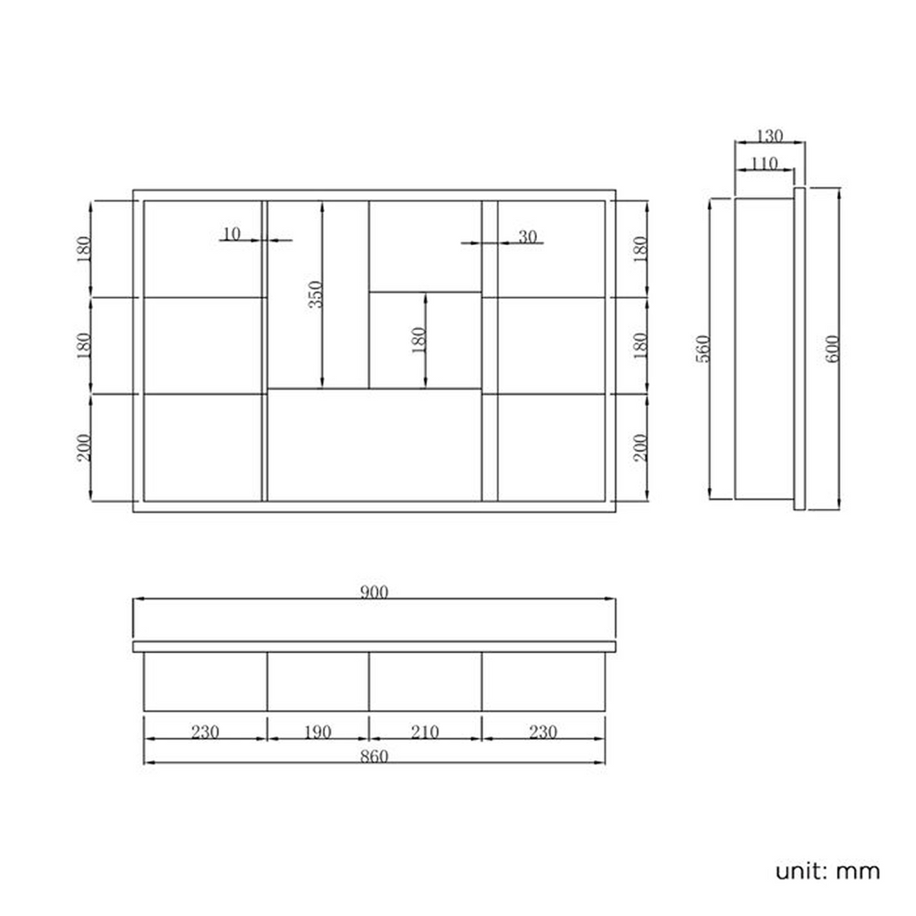 Oslo 3 Door Non Illuminated Mirror Cabinet - 900mm x 600mm