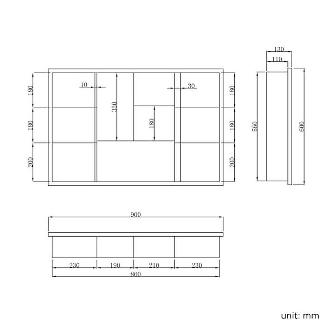 Oslo 3 Door Non Illuminated Mirror Cabinet - 900mm x 600mm