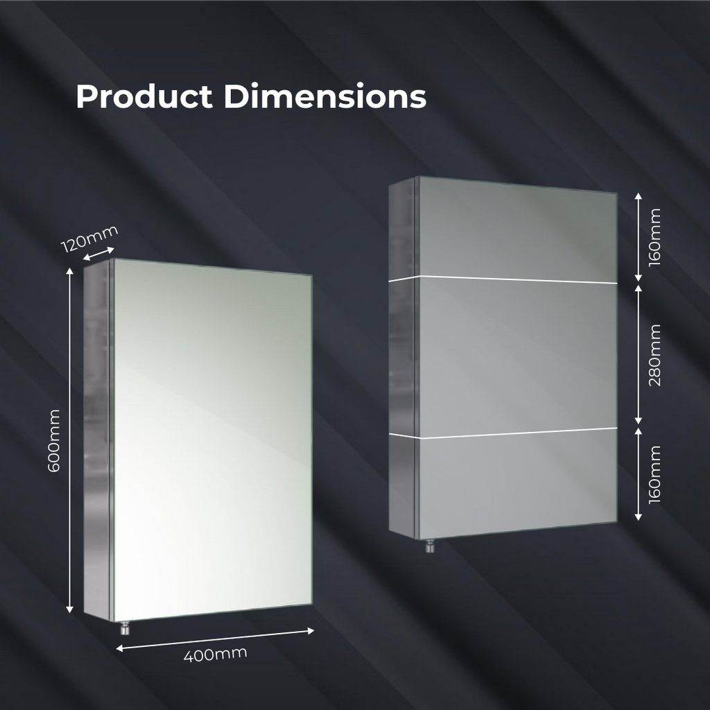 Porto 1 Door Non Illuminated Mirror Cabinet - 600mm x 400mm