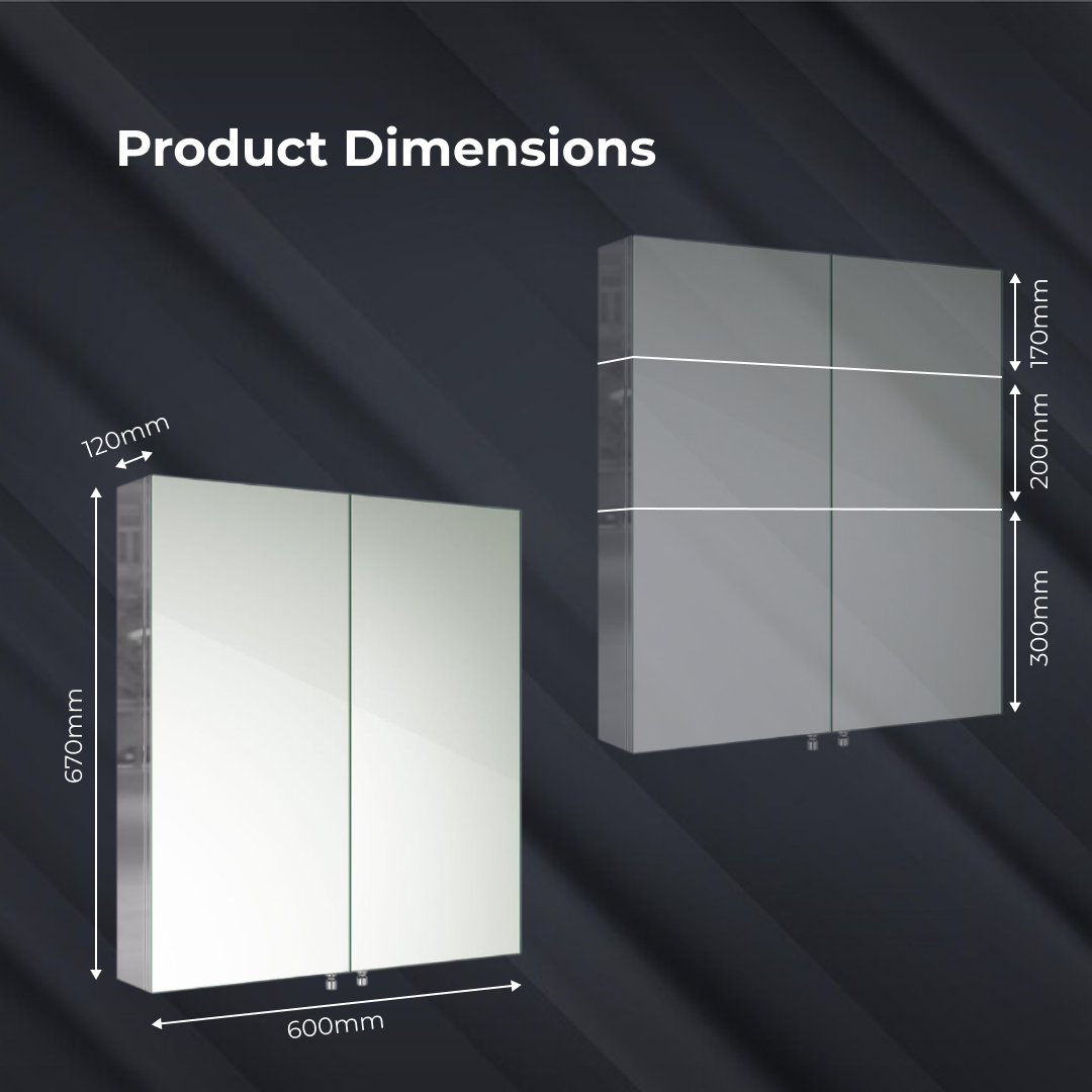Vienna 2 Door Non Illuminated Mirror Cabinet - 670mm x 600mm