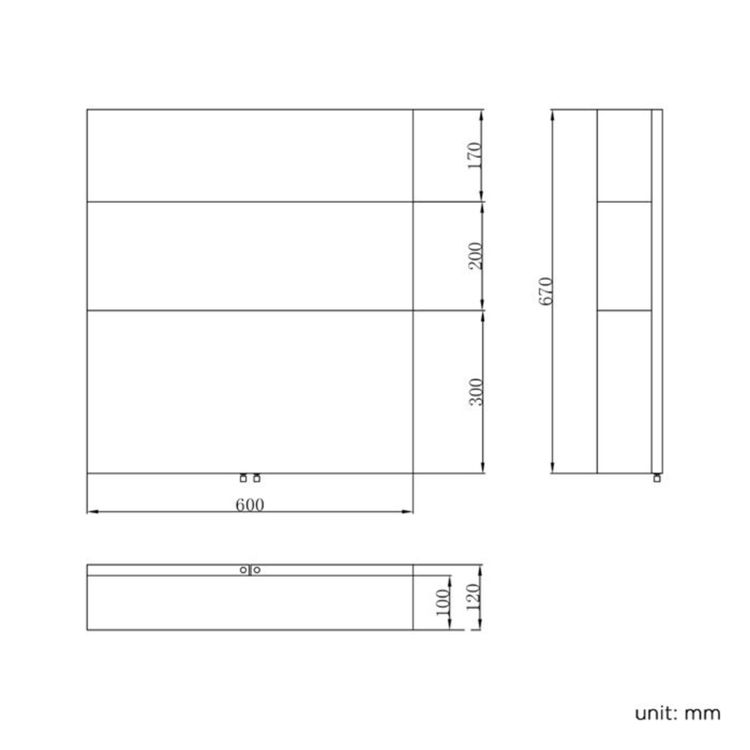 Vienna 2 Door Non Illuminated Mirror Cabinet - 670mm x 600mm