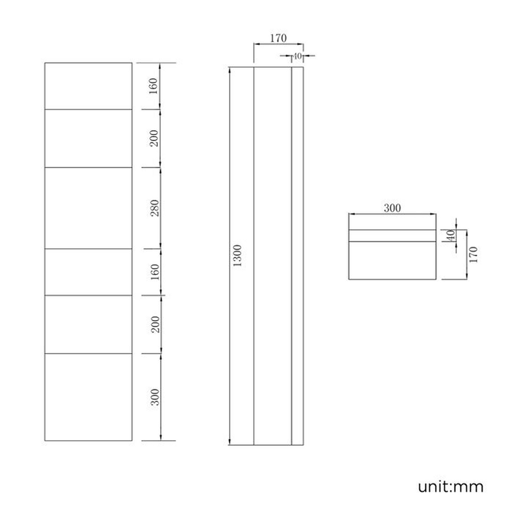 Bergen 2 Door Non Illuminated Tall Mirror Cabinet - 1300mm x 300mm