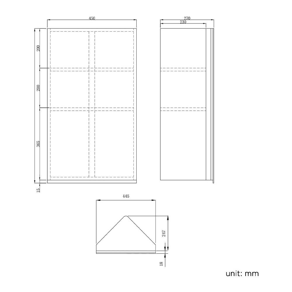 Storvue 2 Door Corner Non Illuminated Mirror Cabinet - 780mm x 450mm