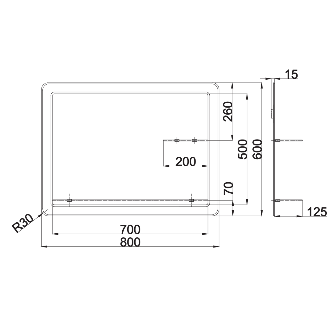 Aria Frameless Designer Non Illuminated Mirror