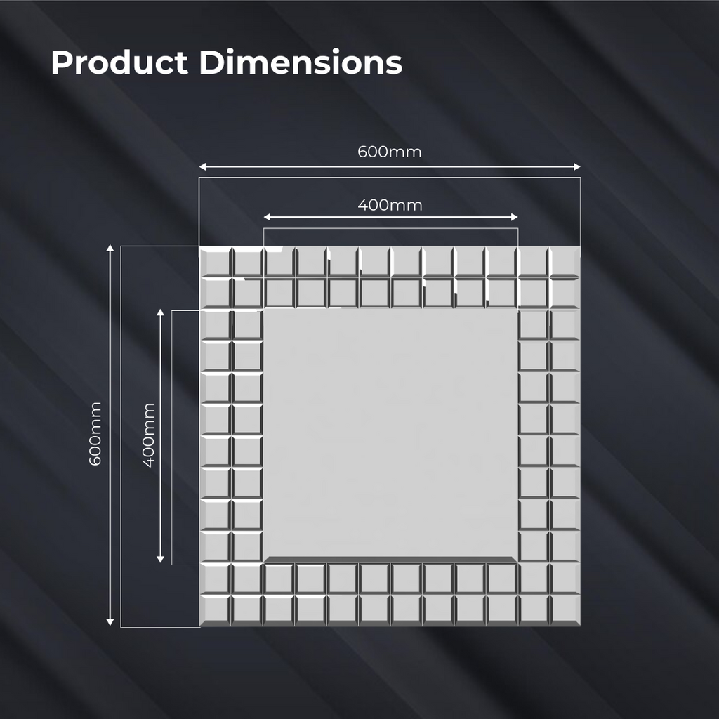 Milan Frameless Designer Non Illumonated Mirror - 600mm x 600mm