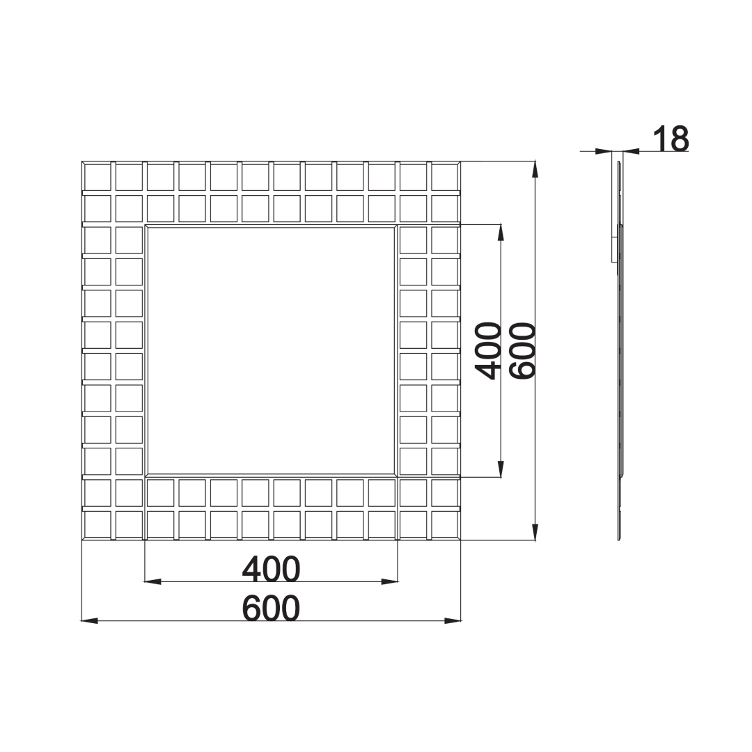 Milan Frameless Designer Non Illumonated Mirror - 600mm x 600mm